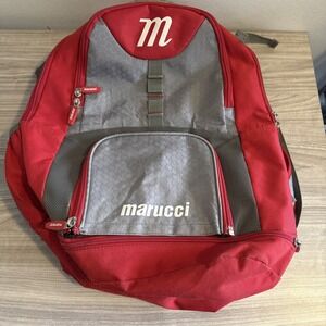 Marucci Baseball Bag Backpack Red & Grey Book Bag Travel Sporting Gear